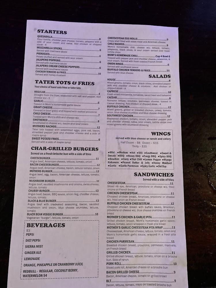 Mothers Bar & Grille Menu image 1